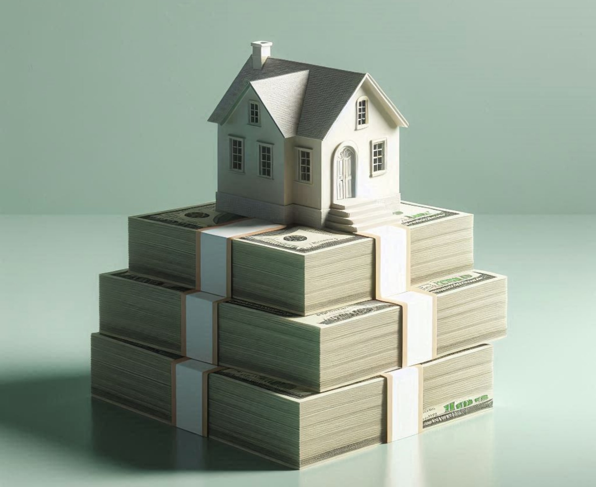 Une maison sur une liasse de billets
